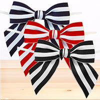 Mono Stripe Ribbon Bow with Twist Tie