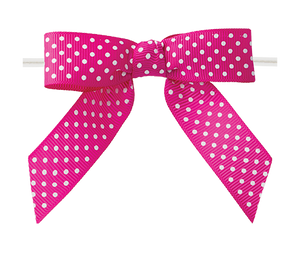 0175 Shocking Pink Polka Dot Grosgrain Bow