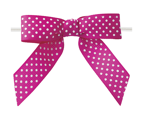 0175 Shocking Pink Polka Dot Grosgrain Bow