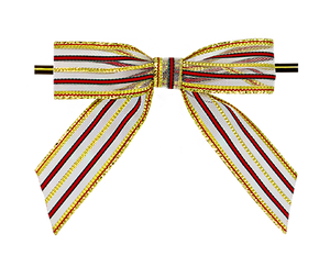 Gold & Red Stripe Bow