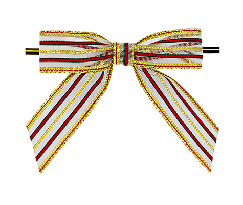 Gold & Red Stripe Bow