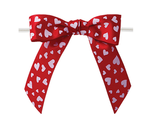 Hearts Print Bow with Twist Tie