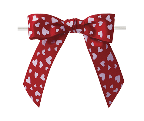 Hearts Print Bow with Twist Tie