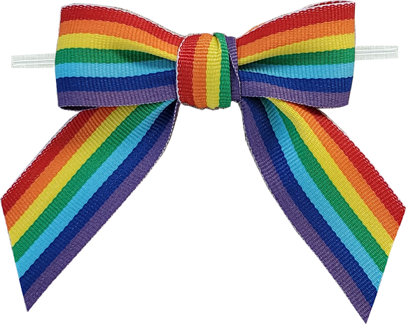 Rainbow Ribbon Bow with Twist tie