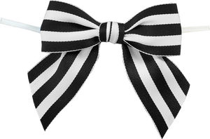 0030 Black Mono Stripe Bow with Twist tie