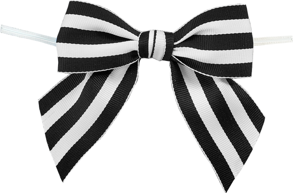 0030 Black Mono Stripe Bow with Twist tie