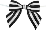 0030 Black Mono Stripe Bow with Twist tie