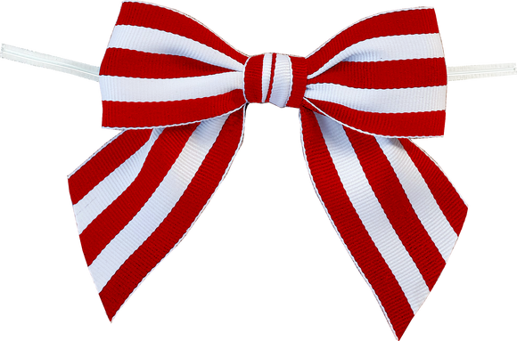 0250 Red Mono Stripe Bow with Twist tie