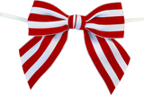 0250 Red Mono Stripe Bow with Twist tie