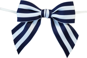 0370 Navy Mono Stripe Bow with Twist tie