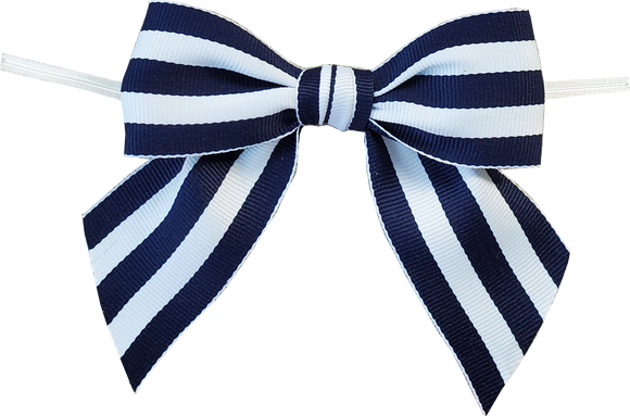 0370 Navy Mono Stripe Bow with Twist tie