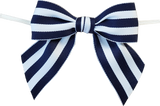 0370 Navy Mono Stripe Bow with Twist tie