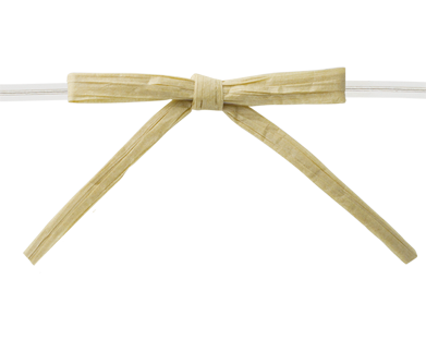 Packaging Express_0825 Oatmeal Paper Raffia Bow w/ Clear Twist-Tie